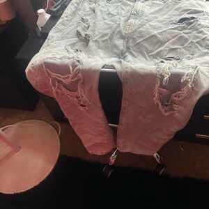 H&M Light Blue Distressed Boyfriend Jeans
